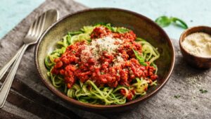Lentil Bolognese with Zucchini Noodles